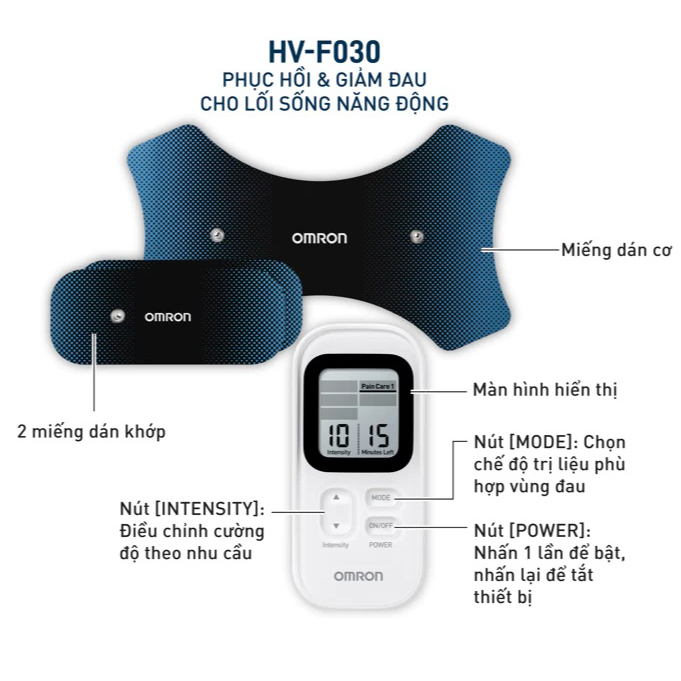 Máy xung điện trị liệu phục hồi sau luyện tập thể thao Omron F030